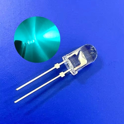 5 mm de feux d'alerte de la circulation LED Diode 500nm couleur bleutée verte 13800mcd broches courtes