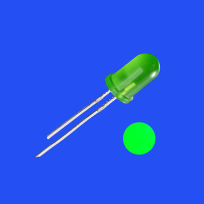 5mm 2Hz 1/8 cycle de travail 12V couleur verte brumeuse teintée 520nm 2000mcd 60deg Résistance intégrée LED clignotante