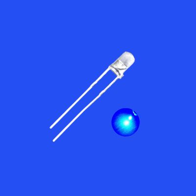 605nm Couleur bleue Diode LED 3mm Tête ronde Lentille claire 30 degrés Short Pin Dip LED